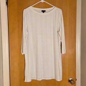 J Jill Wearever Collection Tunic Top Size L White Plaid Stretch Resort Cover Up